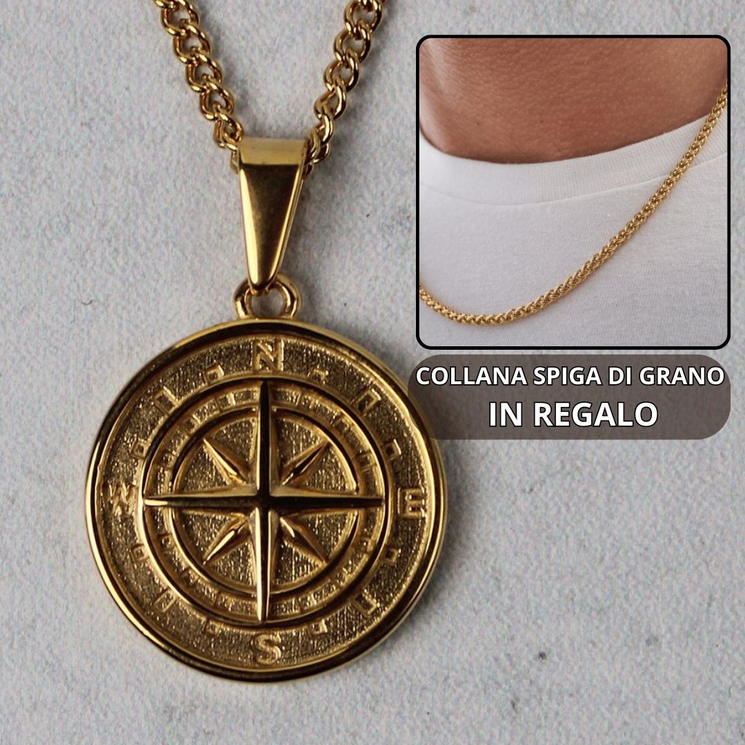 COLLANA BUSSOLA + COLLANA SPIGA DI GRANO IN REGALO